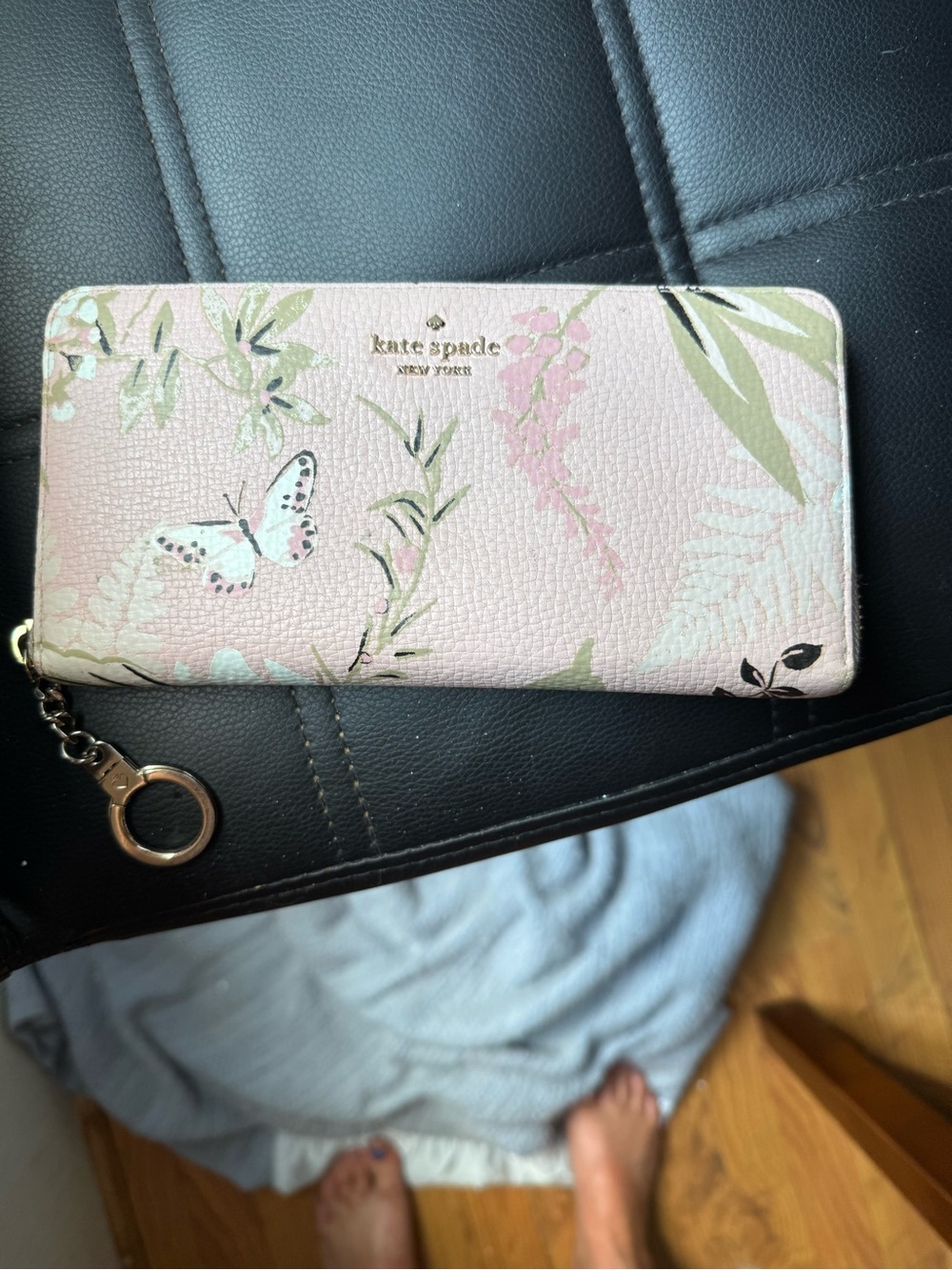 kate spade Pink Floral Butterfly Zip Around Wallet